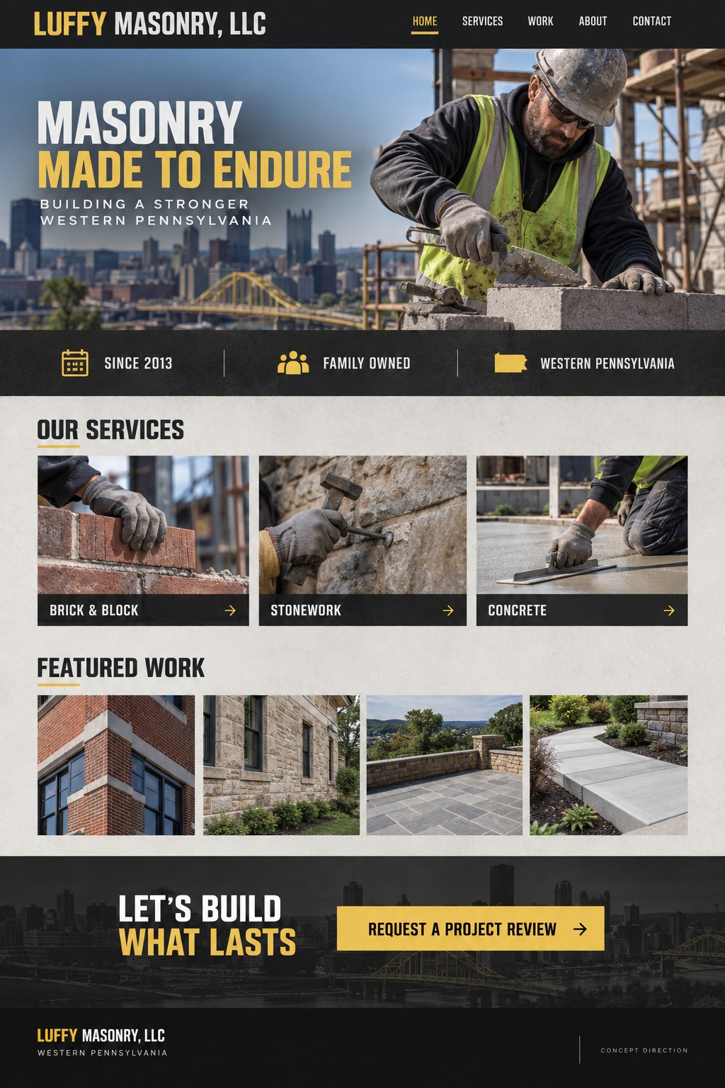 Luffy Masonry Essential Website - Industrial Direction homepage design concept